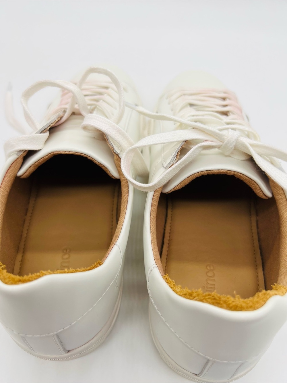 Quince Women’s White Everyday Leather Sneakers with Pale Pink Laces Size 10 - Picture 12 of 12